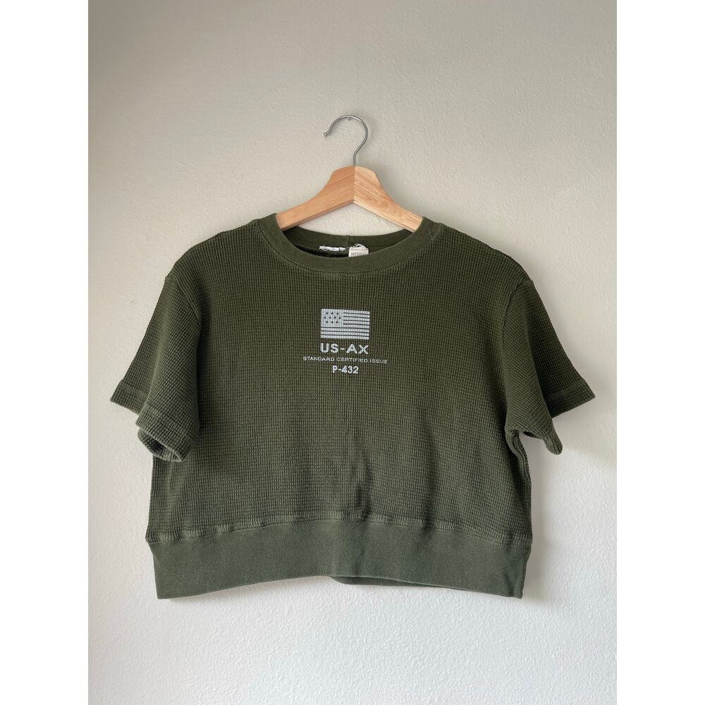 Vintage US Army Green Cropped Waffle Knit Tee
